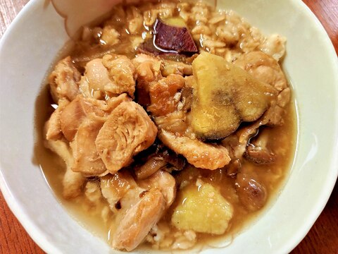 ●味噌汁リメイク♪薩摩芋鶏もも味噌オートミール粥●
